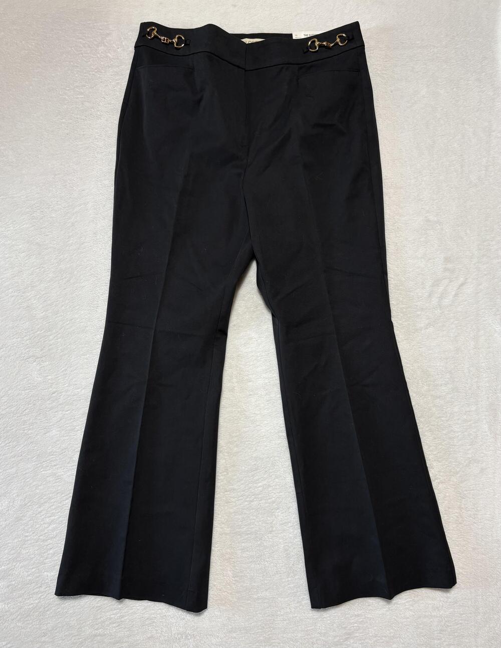 LOFT Pants Womens 10P Black The Sutton Ankle Flare Buckle Accent Work Office